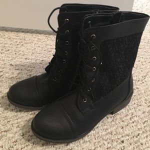 Short black combat boots