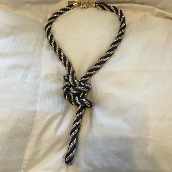 Navy and gold vineyard vine necklace