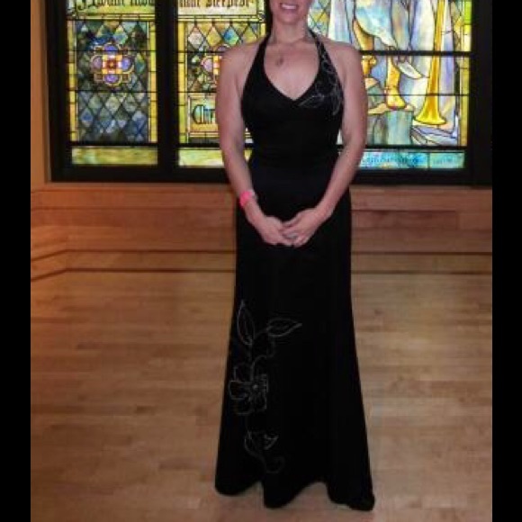 Elegant black halter dress