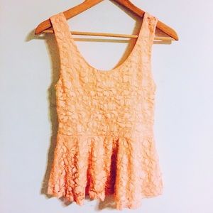 Peach lace tank top