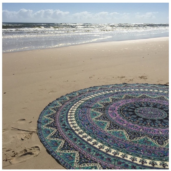Circular blue tapestry