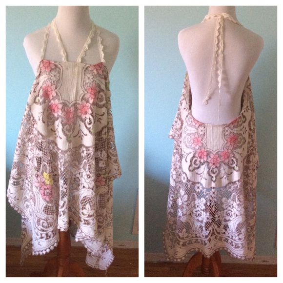 Vintage handmade backless lace dress - Picture 3 of 4