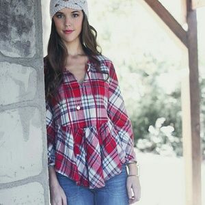 Baby doll plaid top