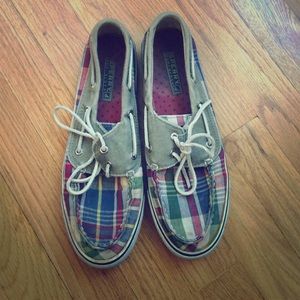 Sperry Top-sider Plaid Boat Shoes, Size 8