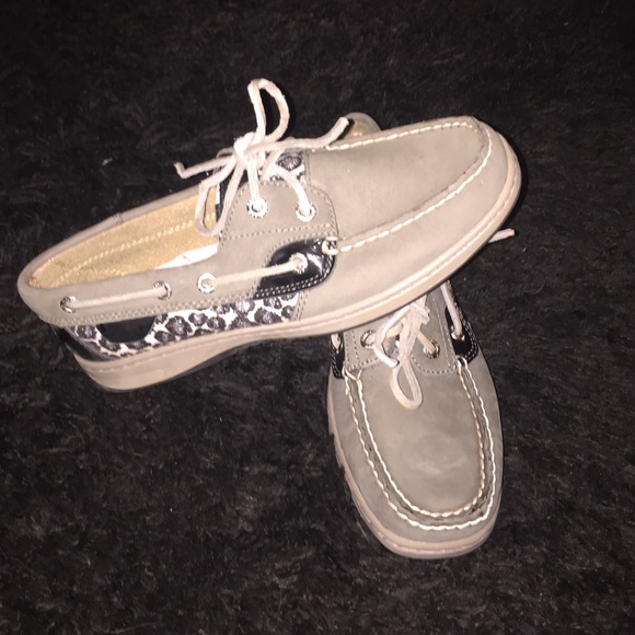 NWT gray and leopard Sperry Top-Sider 😍