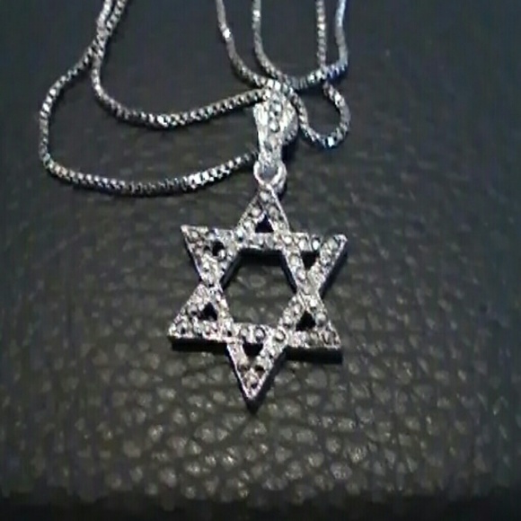 STAR DAVID PENDANT NECKLACE 925 STAMPED - Picture 2 of 4