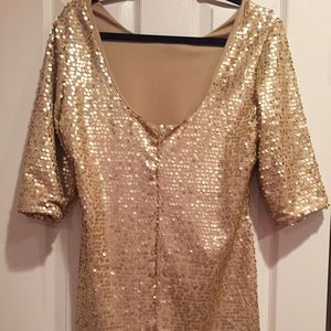 Open back gold dress