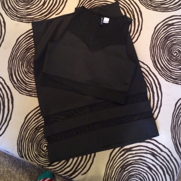 Divided: 2 Piece Black Skirt & Crop Top