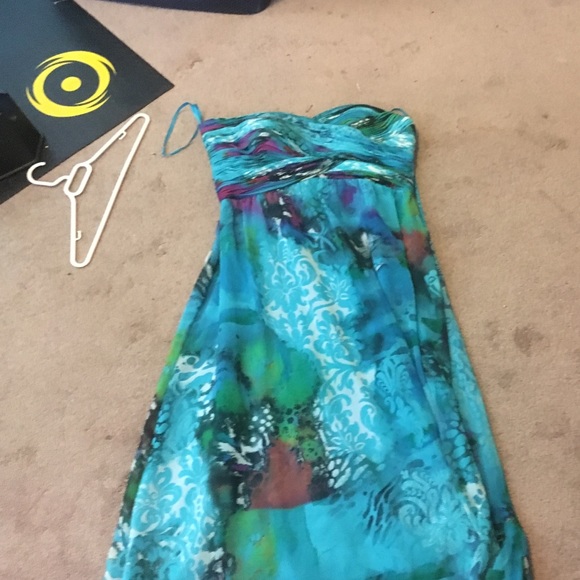 Long multicolored pattern prom dress WORN ONCE - Picture 1 of 4
