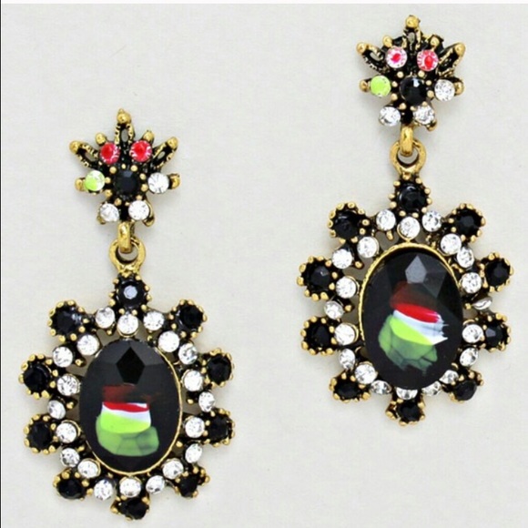 Victorian Flower Sunburst Drop Earrings