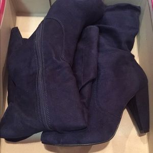 Navy Heeled Boots