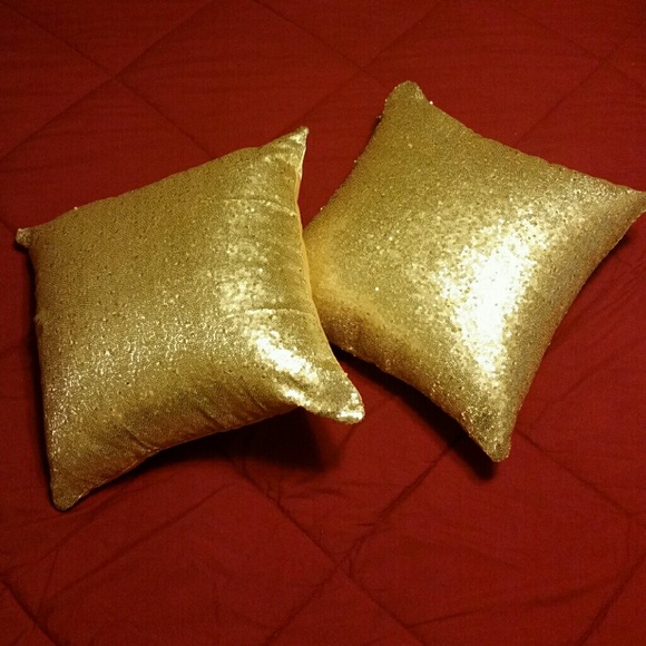 Champagne Gold Sequin Sparkle Throw Pillows