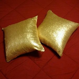 Champagne Gold Sequin Sparkle Throw Pillows