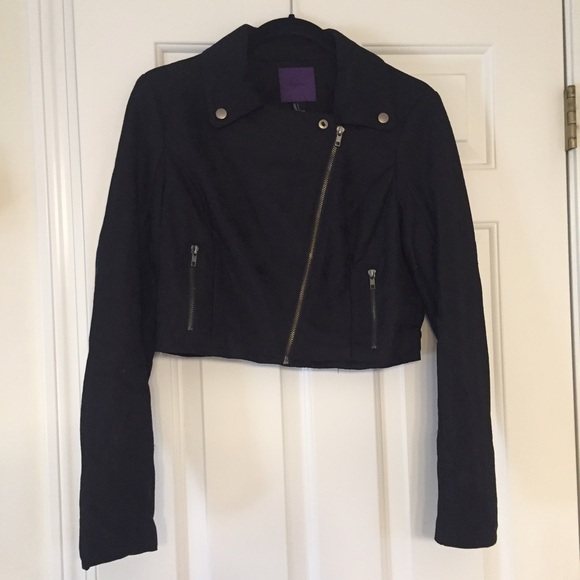 Black cropped motor jacket
