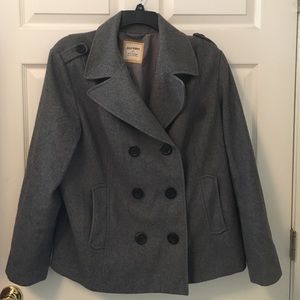 Gray double breasted pea coat