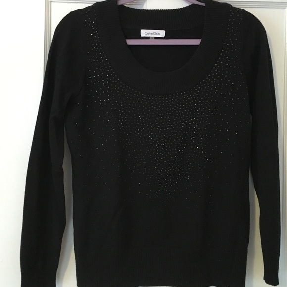 Calvin Klein, black sparkle, scoop neck sweater