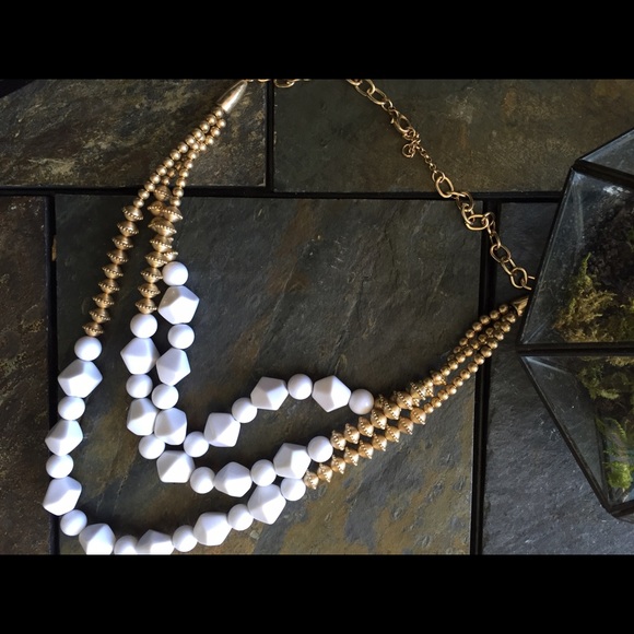Gold and White Statement Necklace