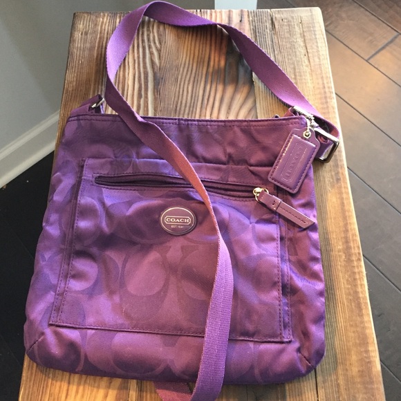 Purple coach cross body purse