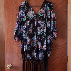 Black floral kimono