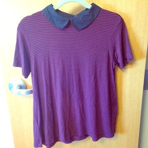 Peter Pan Collar Striped Top NWOT