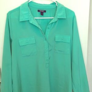 Old navy mint green, silk, sleeve blouse