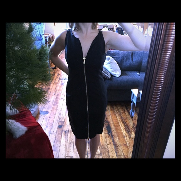 Black dress with leather side panels