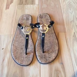 Michael Kors black and gold sandals