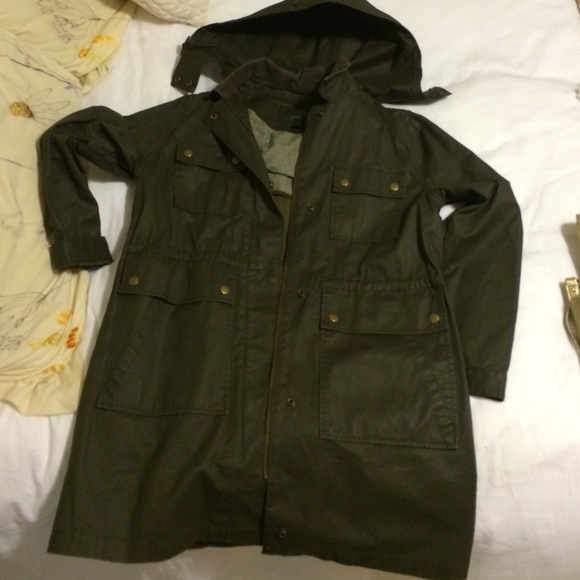 Long jcrew waxed coat