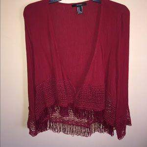 A red half sleeve cardigan