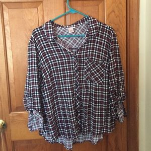 Red/navy plaid flannel