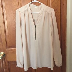 Blush/cream long sleeve blouse