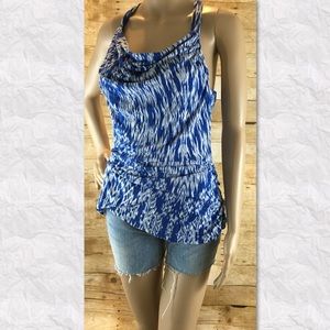 Banana republic T racerback tank blue white med M