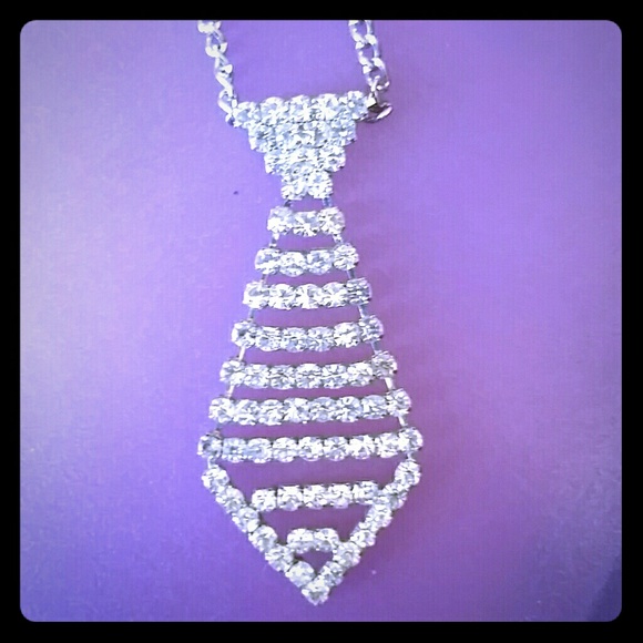 Rhinestone Necktie Necklace