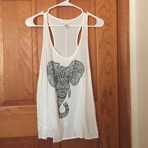 Elephant print razor back tank top
