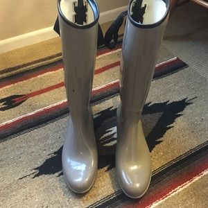 DAV Grey Rainboots with Lace Up Back. S 7 or 7.5