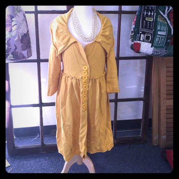 Anthropologie moth long yellow cardigan