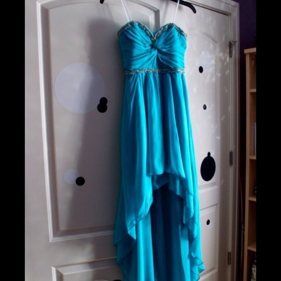 Teal high low formal dress
