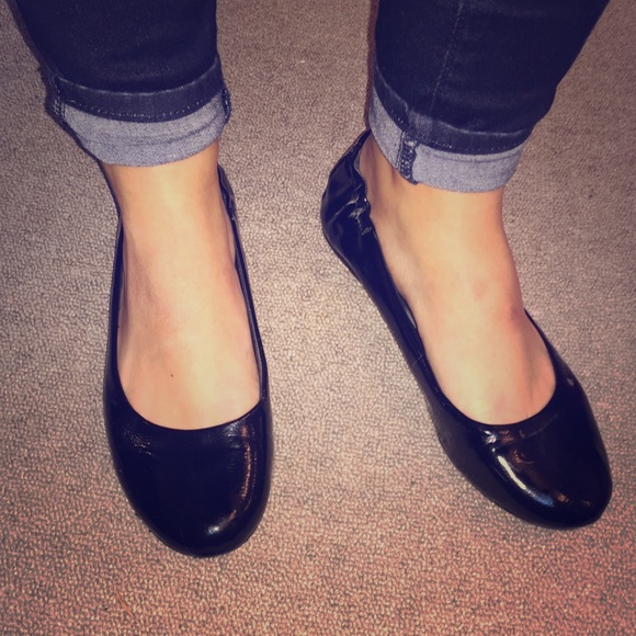Black patent leather ballet flats