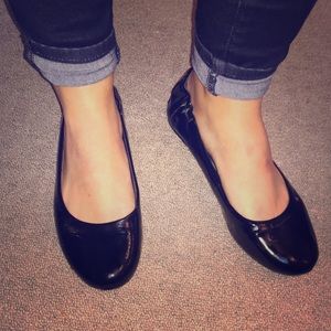 Black patent leather ballet flats