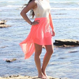 Coral/cream high-low dress