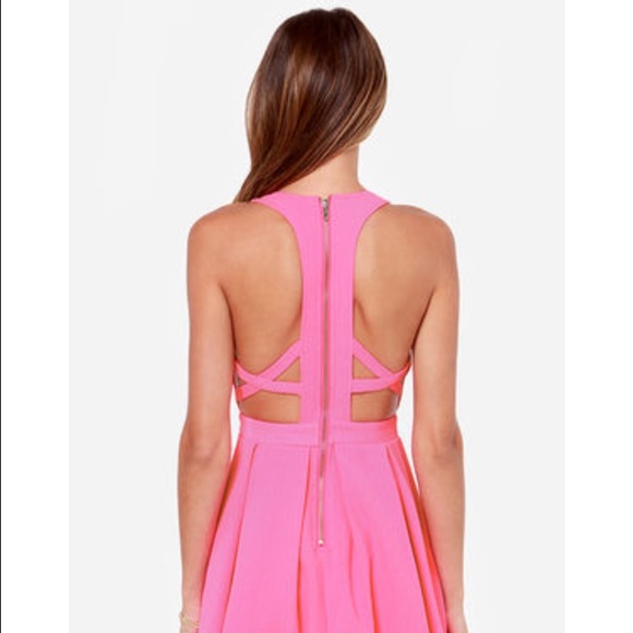 Fun hot pink party dress with cutouts