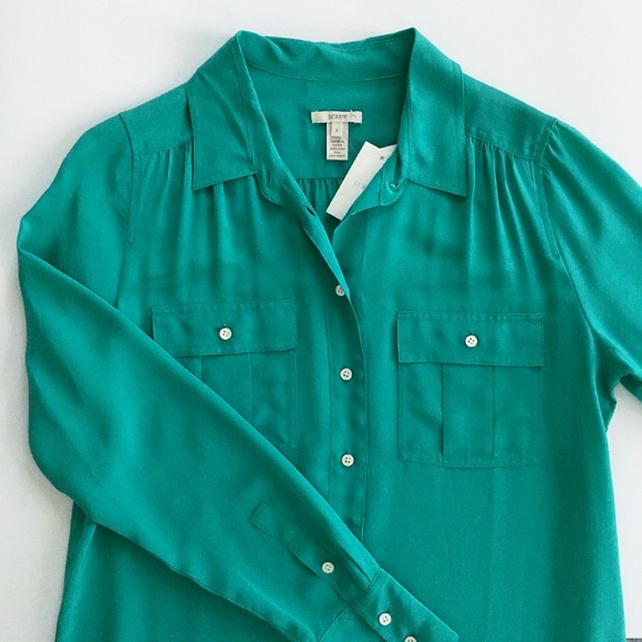 J.Crew Silk Blythe Button Down Blouse - Size 6 NWT