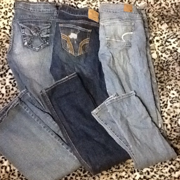 3 pairs jeans hollister american eagle delias - Picture 1 of 1