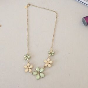 Pastel green and cream flower necklace