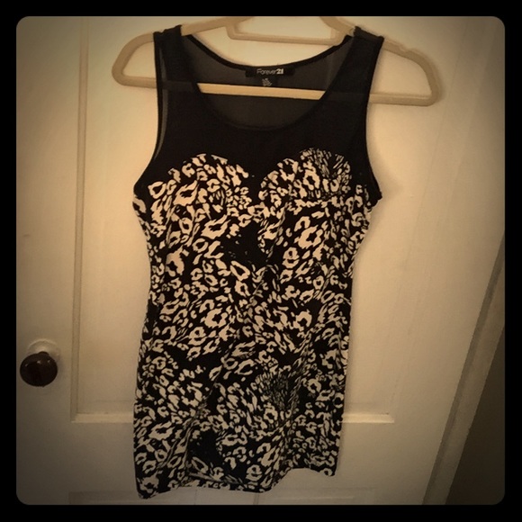 Black & white leopard mini dress