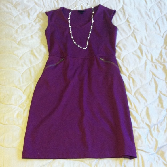 Purple V neck dress
