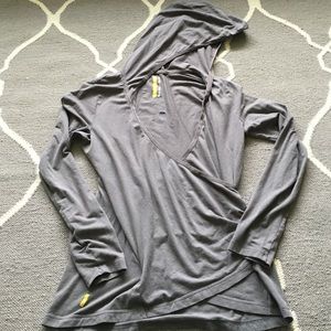 Lole gray wrap hooded top.