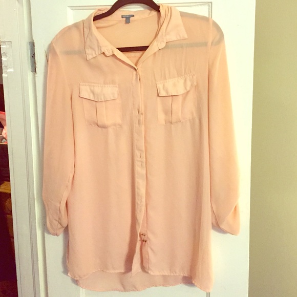 Peach button up blouse!