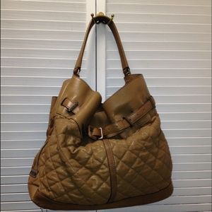 SOLD Burberry  Quilted Belted Brown Leather Tote