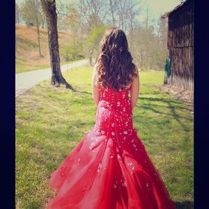 Gorgeous red mermaid with corset Prom dress